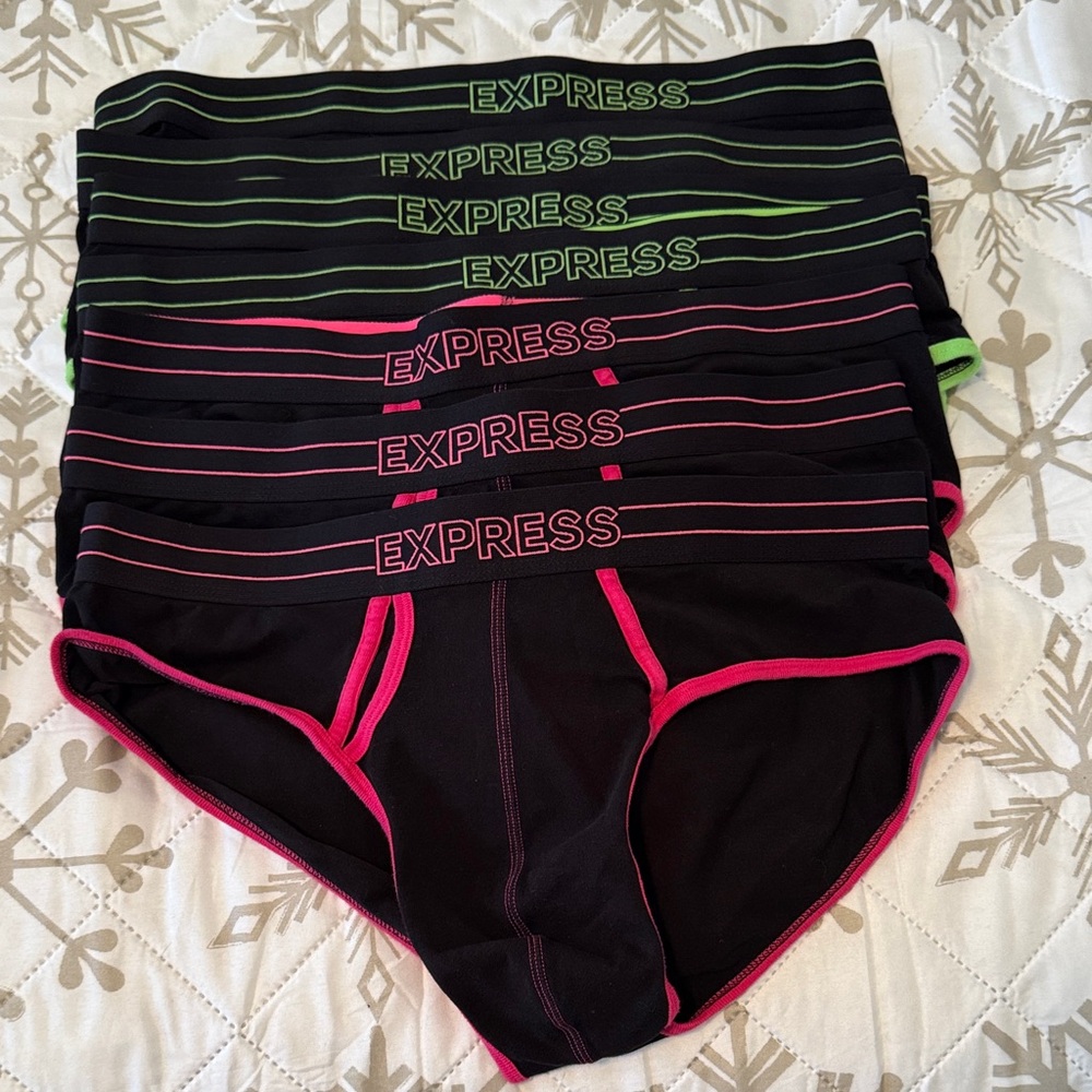 Express Men’s Neon Pink and Green Briefs